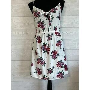 H&M tie  detail white/floral mini dress size 6